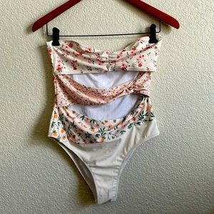 NWOT Cottagecore strapless swimsuit